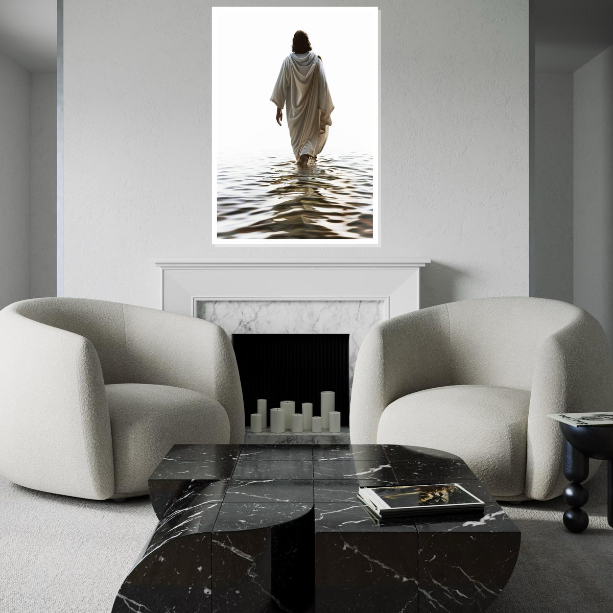 Divine Walk Canvas Art, Ethereal Figure on Water, Inspirational Wall Art, Spiritual Canvas Design, Ready To Hang Decoration, Peaceful