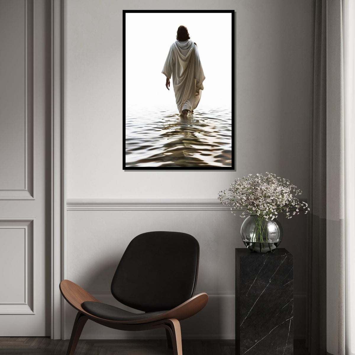 Divine Walk Canvas Art, Ethereal Figure on Water, Inspirational Wall Art, Spiritual Canvas Design, Ready To Hang Decoration, Peaceful