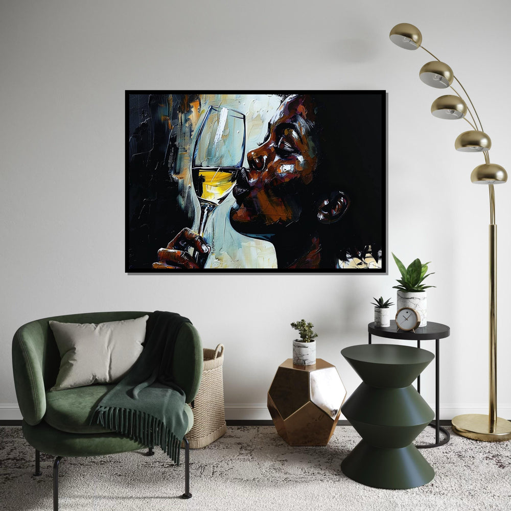 Elegant Wine Sip Canvas, Wine Lover Wall Art, Portrait Canvas Design, Abstract Drinking Art, Wall Art Canvas, Ready To Hang Decoration