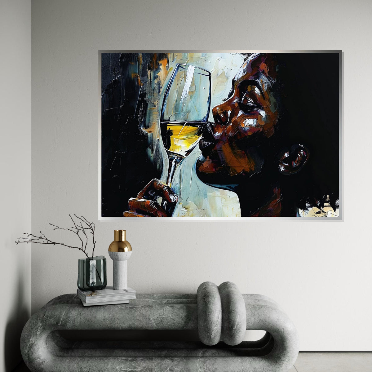 Elegant Wine Sip Canvas, Wine Lover Wall Art, Portrait Canvas Design, Abstract Drinking Art, Wall Art Canvas, Ready To Hang Decoration