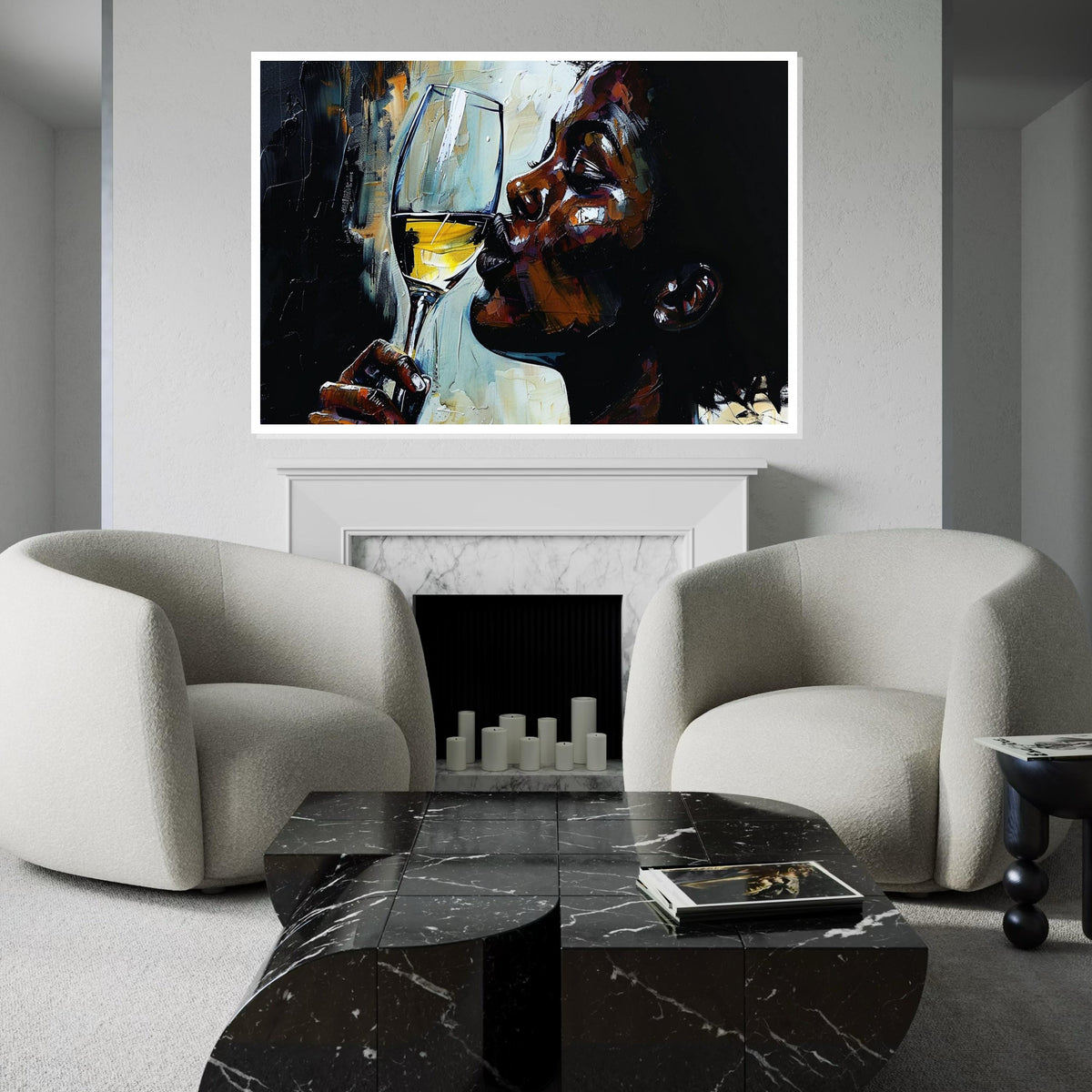 Elegant Wine Sip Canvas, Wine Lover Wall Art, Portrait Canvas Design, Abstract Drinking Art, Wall Art Canvas, Ready To Hang Decoration