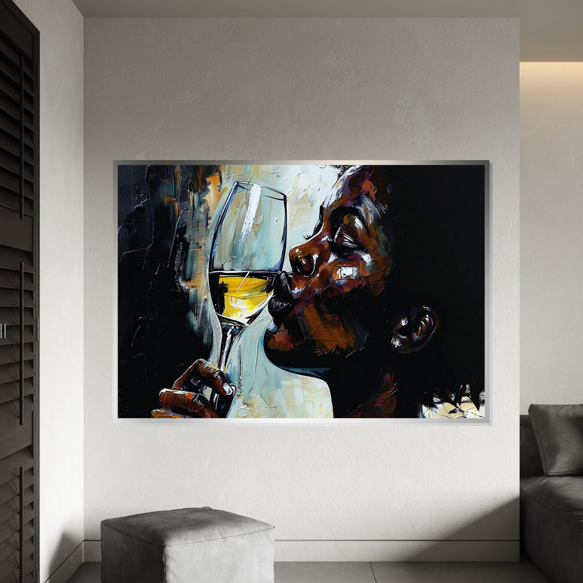 Elegant Wine Sip Canvas, Wine Lover Wall Art, Portrait Canvas Design, Abstract Drinking Art, Wall Art Canvas, Ready To Hang Decoration