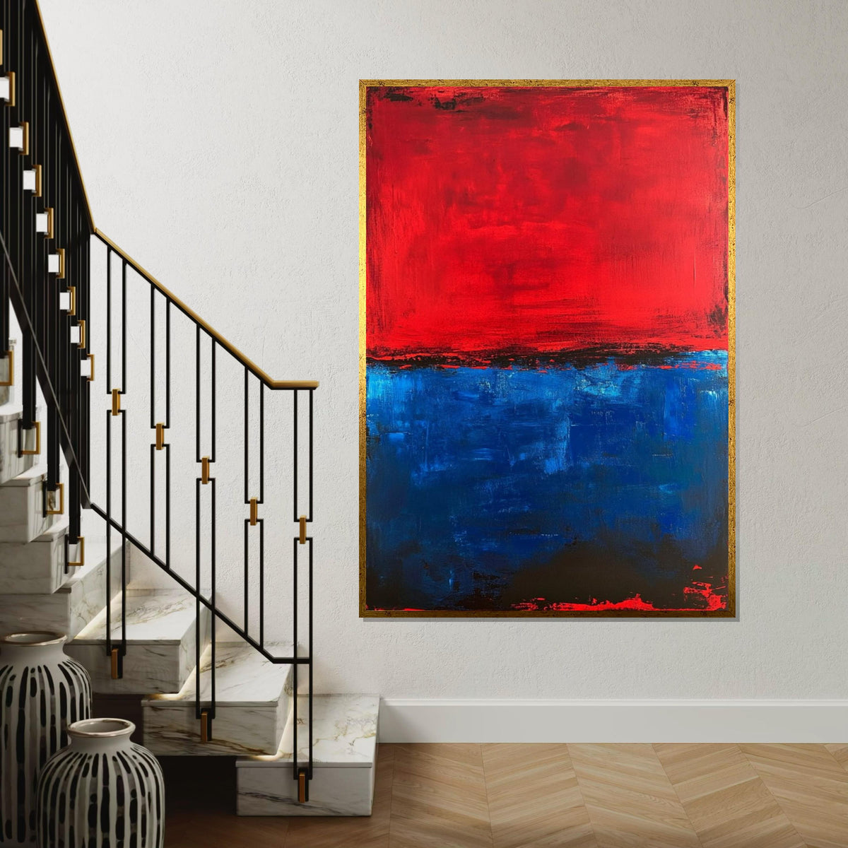 Mark Rothko Inspired Red & Blue Canvas Print, Abstract Color Field Art, Minimalist Modern Wall Decor for Living Room or Office