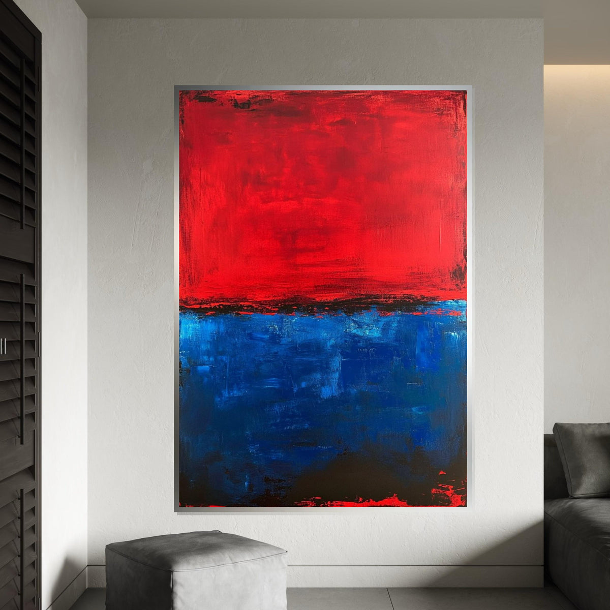 Mark Rothko Inspired Red & Blue Canvas Print, Abstract Color Field Art, Minimalist Modern Wall Decor for Living Room or Office