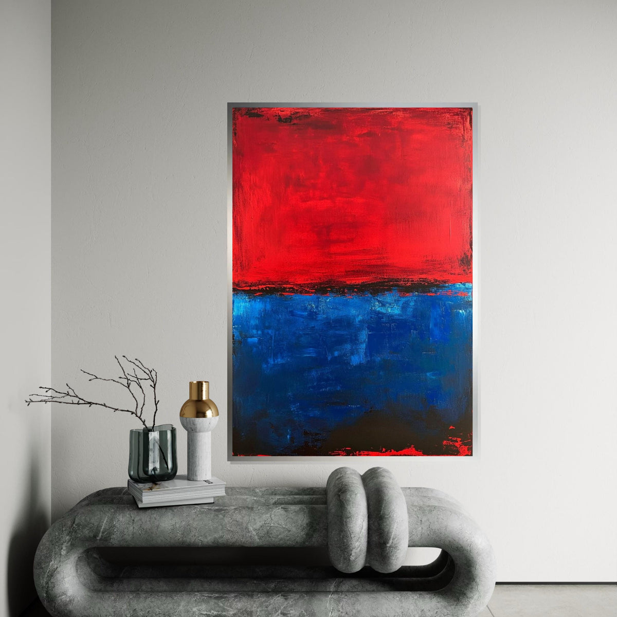 Mark Rothko Inspired Red & Blue Canvas Print, Abstract Color Field Art, Minimalist Modern Wall Decor for Living Room or Office