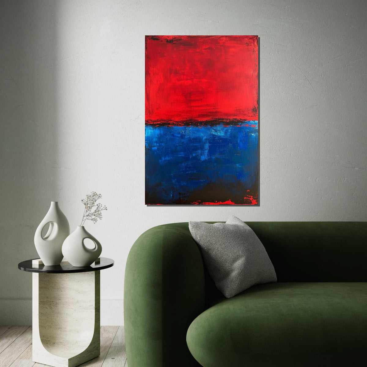 Mark Rothko Inspired Red & Blue Canvas Print, Abstract Color Field Art, Minimalist Modern Wall Decor for Living Room or Office