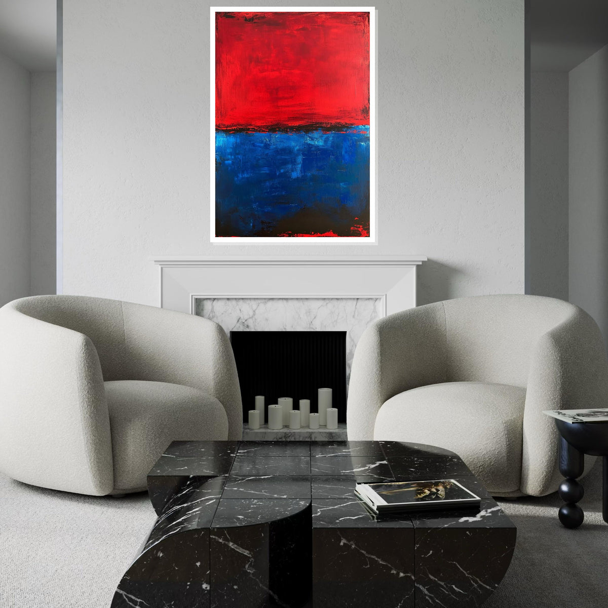 Mark Rothko Inspired Red & Blue Canvas Print, Abstract Color Field Art, Minimalist Modern Wall Decor for Living Room or Office
