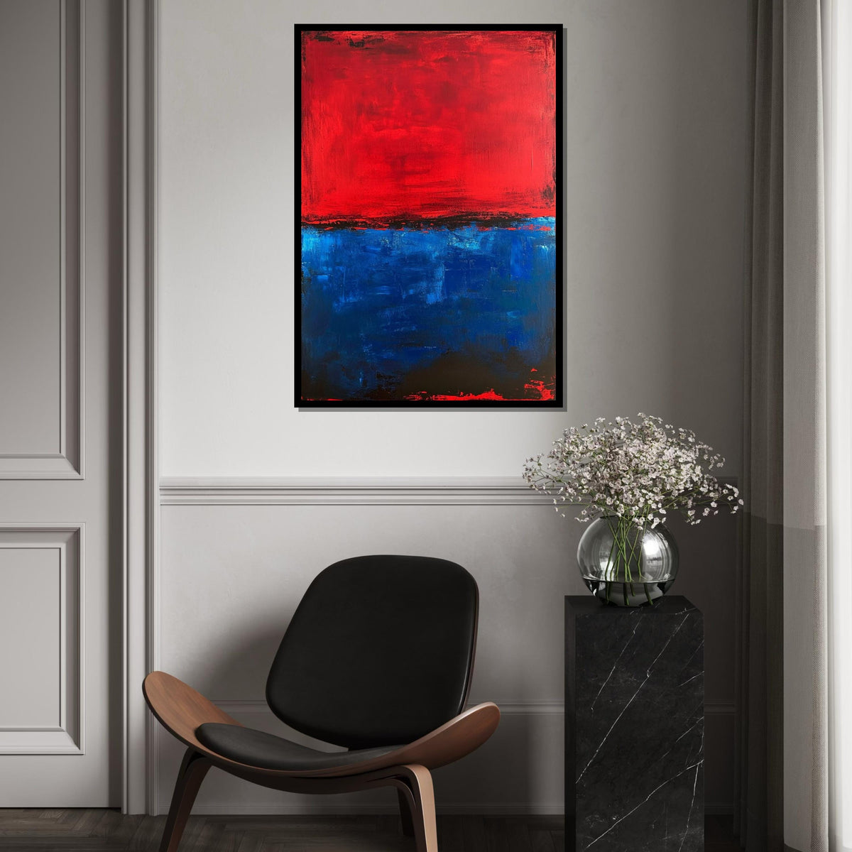 Mark Rothko Inspired Red & Blue Canvas Print, Abstract Color Field Art, Minimalist Modern Wall Decor for Living Room or Office
