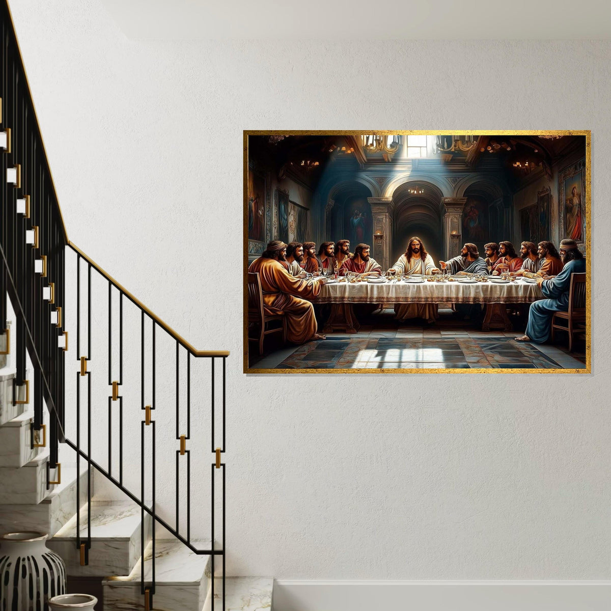 The Last Supper Religious Canvas Art Print – Classic Christian Wall Decor for Church, Dining Room & Home, High-Quality Biblical Artwork Gift