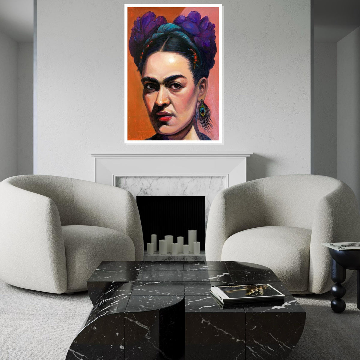 Frida Kahlo Close-Up Portrait Canvas Art Print – Bold Mexican Artist Face Wall Decor for Home, Studio & Office, Feminist Fine Art Gift
