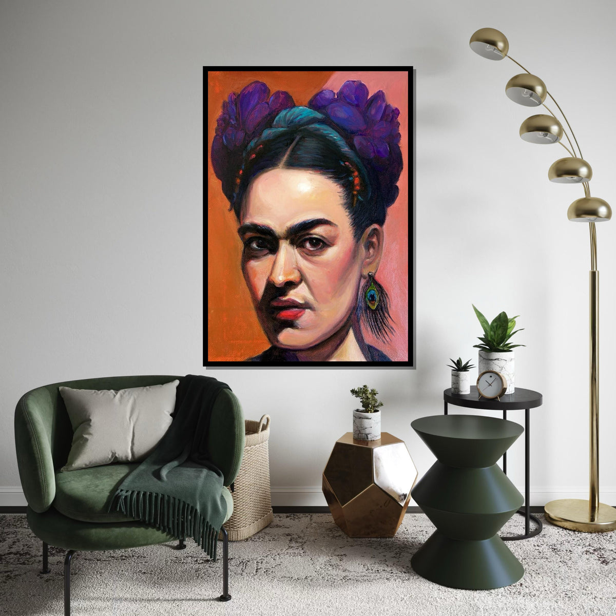 Frida Kahlo Close-Up Portrait Canvas Art Print – Bold Mexican Artist Face Wall Decor for Home, Studio & Office, Feminist Fine Art Gift
