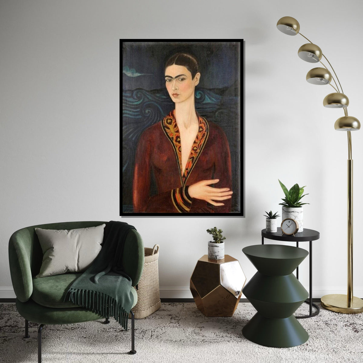 Frida Kahlo Portrait Canvas Art Print – Iconic Mexican Artist Wall Decor for Home, Studio,Office, Feminine Vintage Fine Art Gift