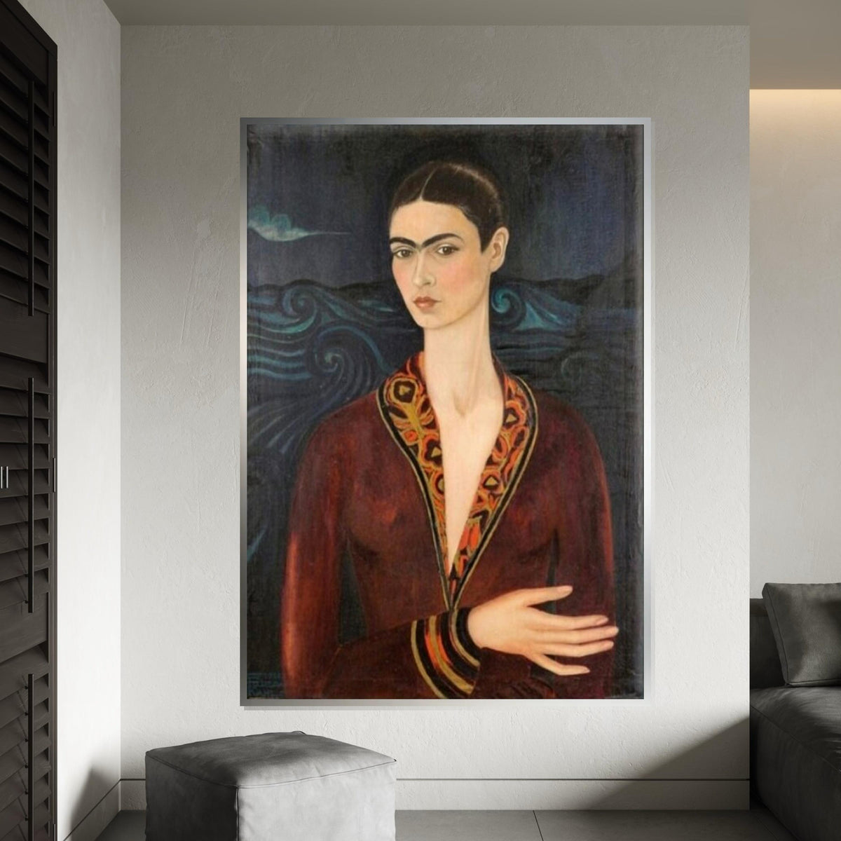 Frida Kahlo Portrait Canvas Art Print – Iconic Mexican Artist Wall Decor for Home, Studio,Office, Feminine Vintage Fine Art Gift