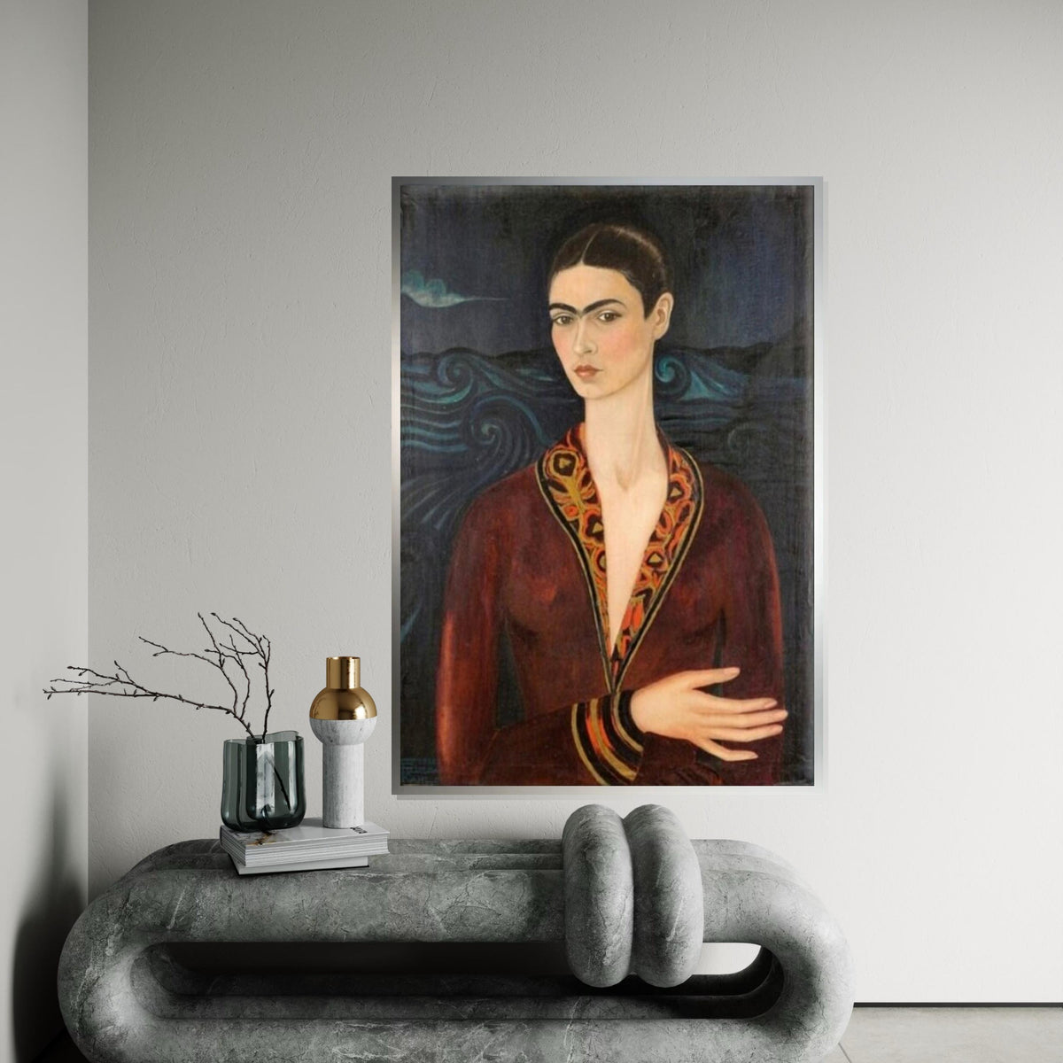 Frida Kahlo Portrait Canvas Art Print – Iconic Mexican Artist Wall Decor for Home, Studio,Office, Feminine Vintage Fine Art Gift
