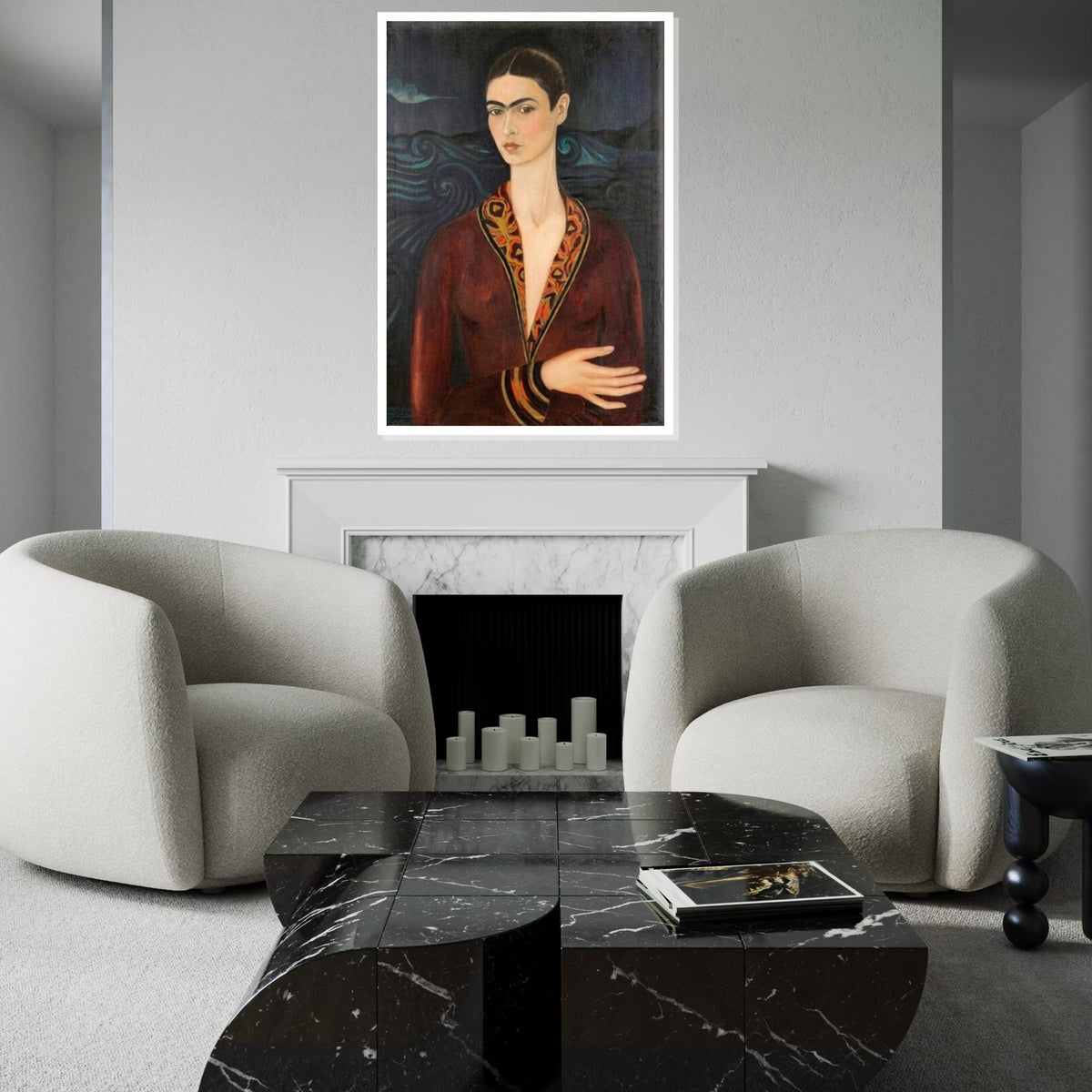 Frida Kahlo Portrait Canvas Art Print – Iconic Mexican Artist Wall Decor for Home, Studio,Office, Feminine Vintage Fine Art Gift