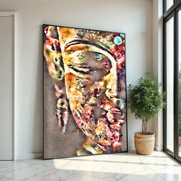 Colorful Buddha Canvas, Abstract Buddha Wall Art, Spiritual Wall Art Canvas, Zen Art Print, Meditation Decor, Ready to Hang
