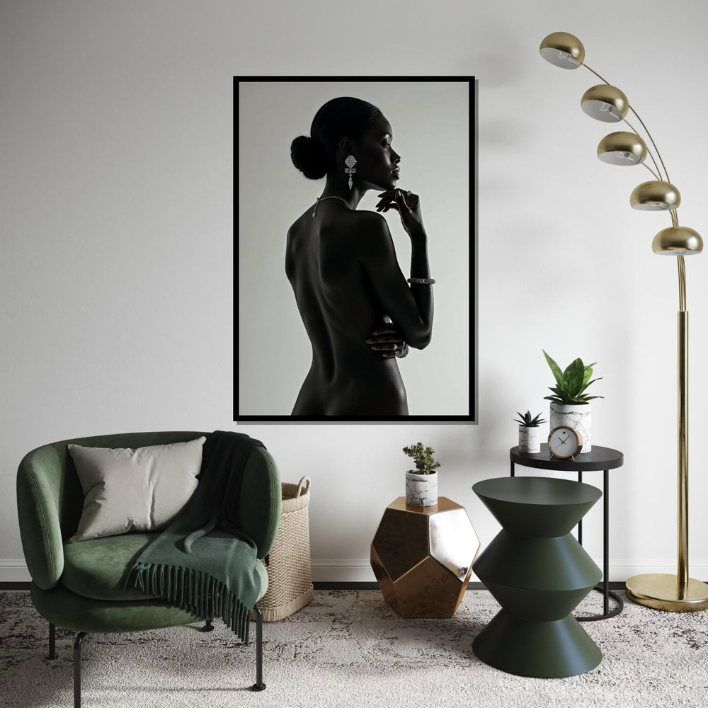 Elegant Silhouette, Woman in Jewelry Canvas, Glamour Wall Art, Black and White Art, Fine Art Canvas Print, Ready to Hang Decoration