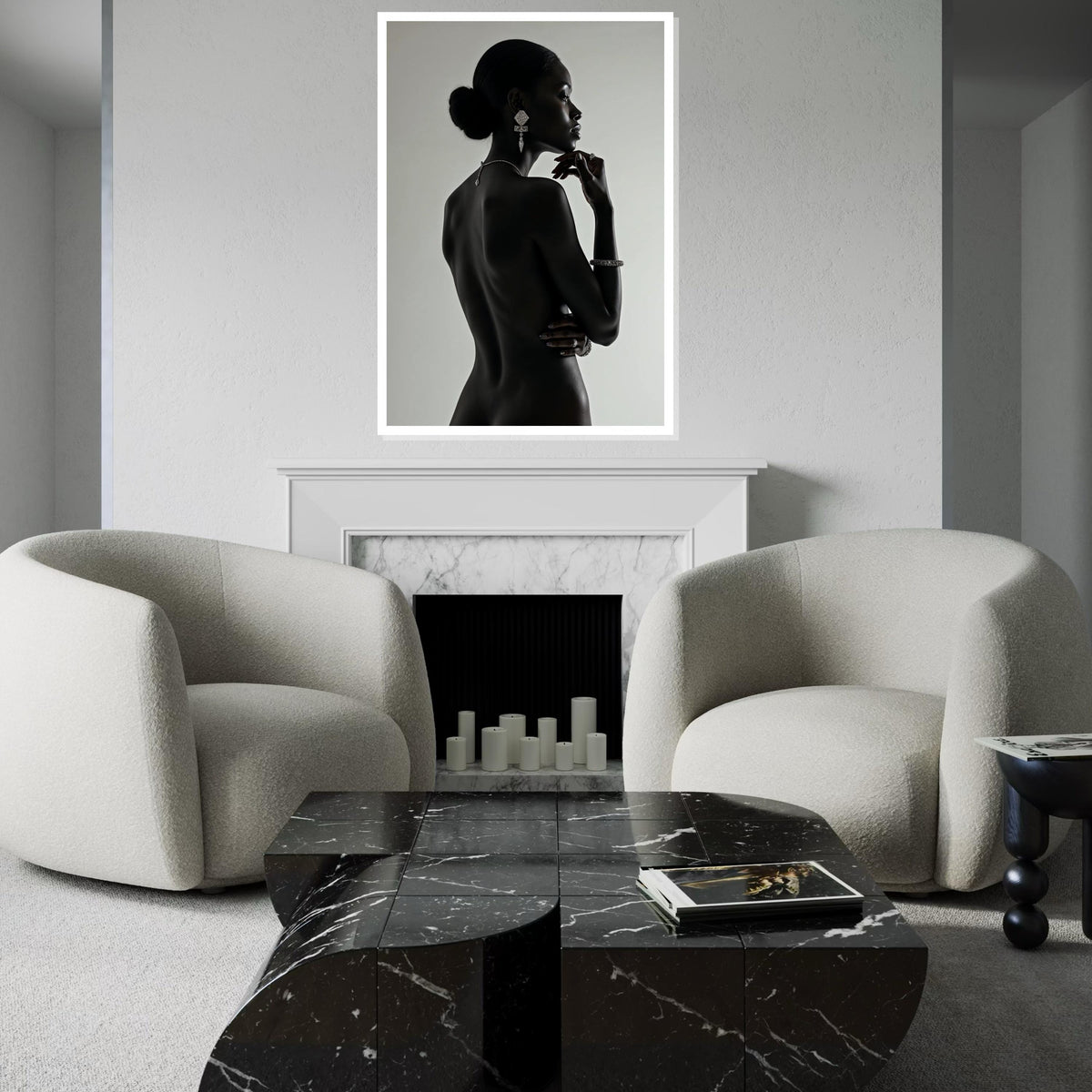 Elegant Silhouette, Woman in Jewelry Canvas, Glamour Wall Art, Black and White Art, Fine Art Canvas Print, Ready to Hang Decoration