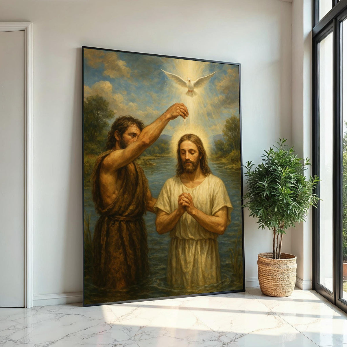 Baptism of Jesus Canvas, Sacred Art Print, Religious Wall Art, Spiritual Canvas Design, Holy Decor, Ready To Hang Decoration