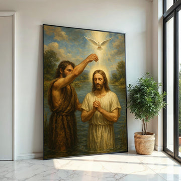 Baptism of Jesus Canvas, Sacred Art Print, Religious Wall Art, Spiritual Canvas Design, Holy Decor, Ready To Hang Decoration