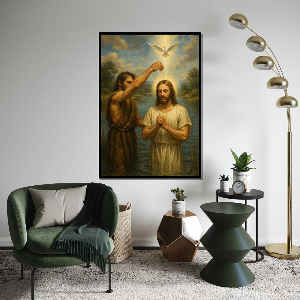 Baptism of Jesus Canvas, Sacred Art Print, Religious Wall Art, Spiritual Canvas Design, Holy Decor, Ready To Hang Decoration