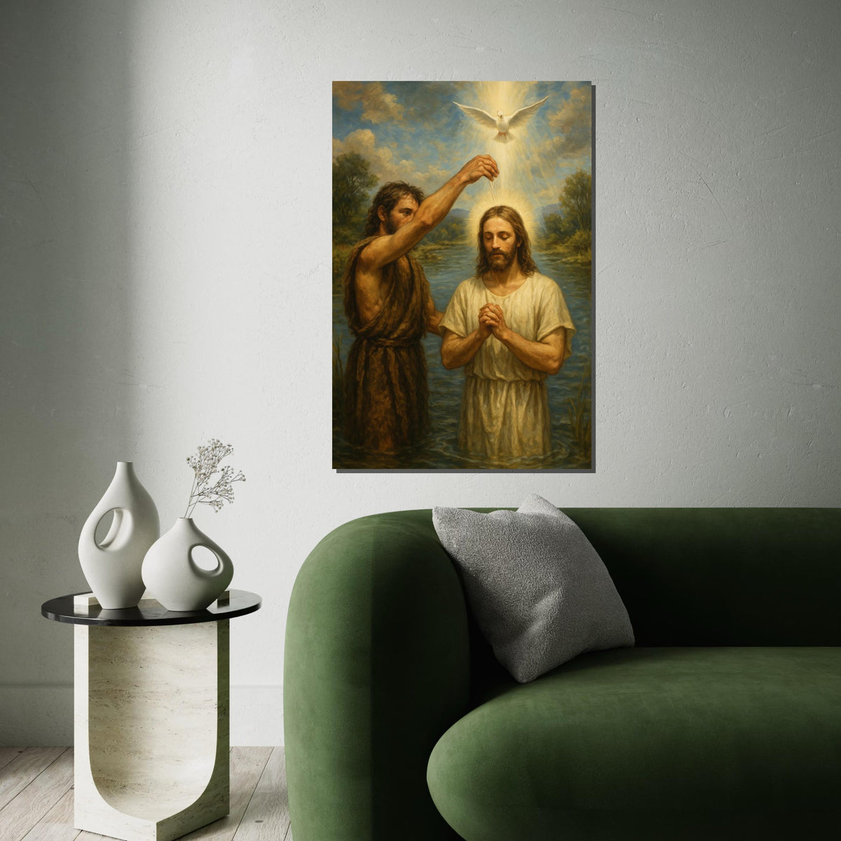 Baptism of Jesus Canvas, Sacred Art Print, Religious Wall Art, Spiritual Canvas Design, Holy Decor, Ready To Hang Decoration