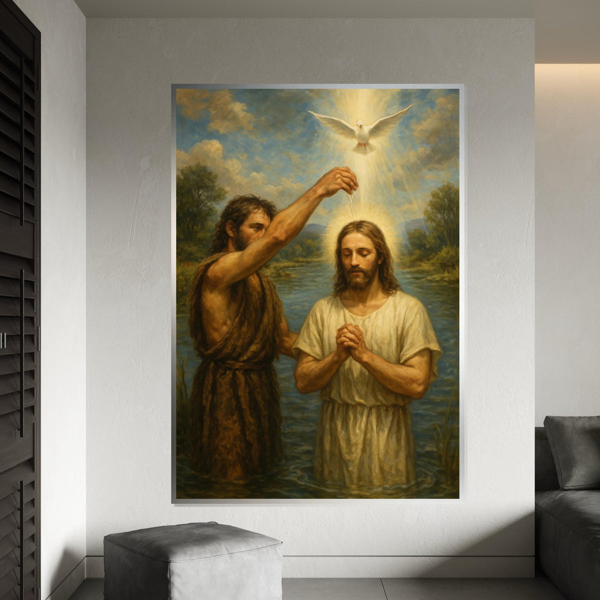 Baptism of Jesus Canvas, Sacred Art Print, Religious Wall Art, Spiritual Canvas Design, Holy Decor, Ready To Hang Decoration