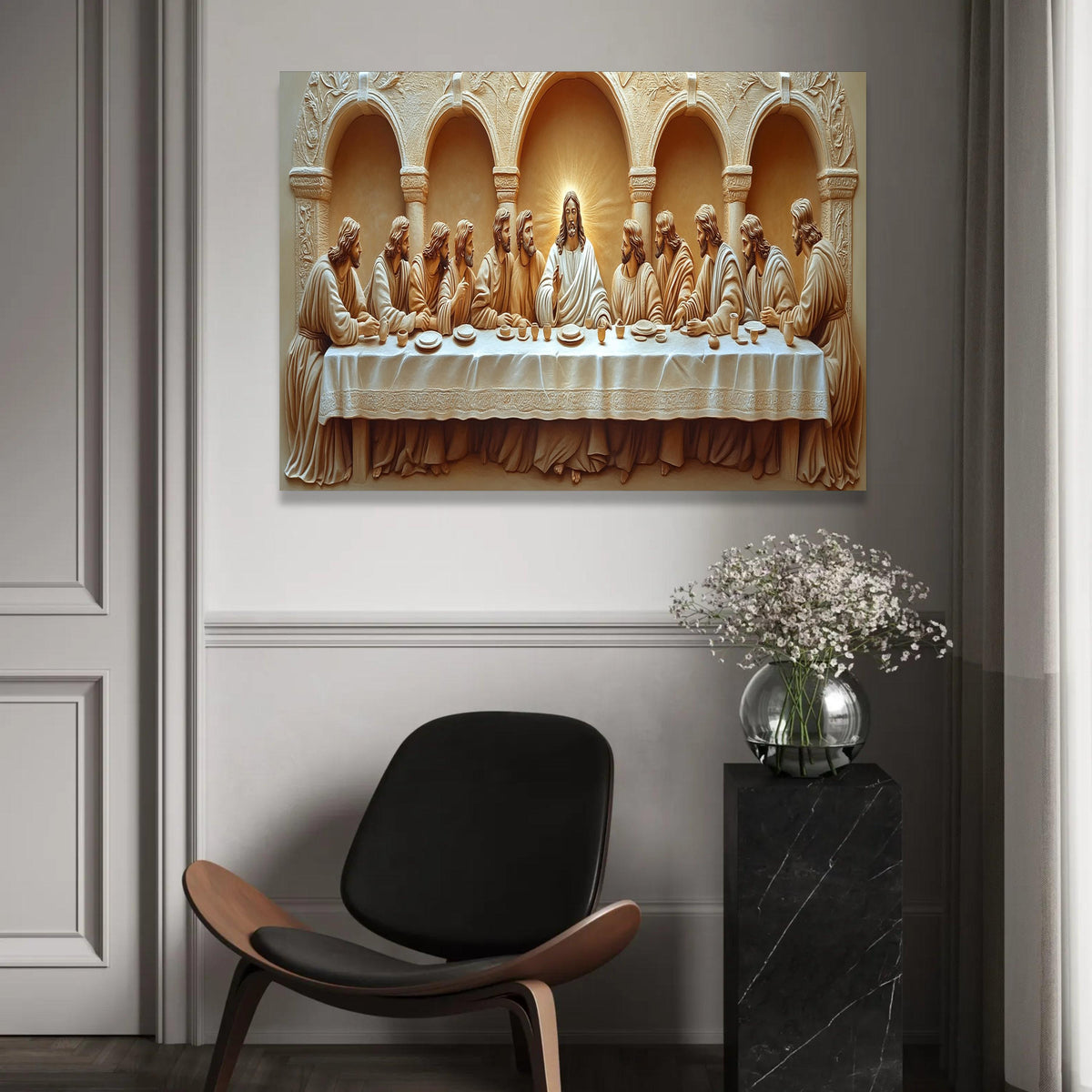 The Last Supper Canvas Wall Art, Religious Jesus and Disciples, Biblical Christian Decor, Spiritual Home Ready To Hang Decoration