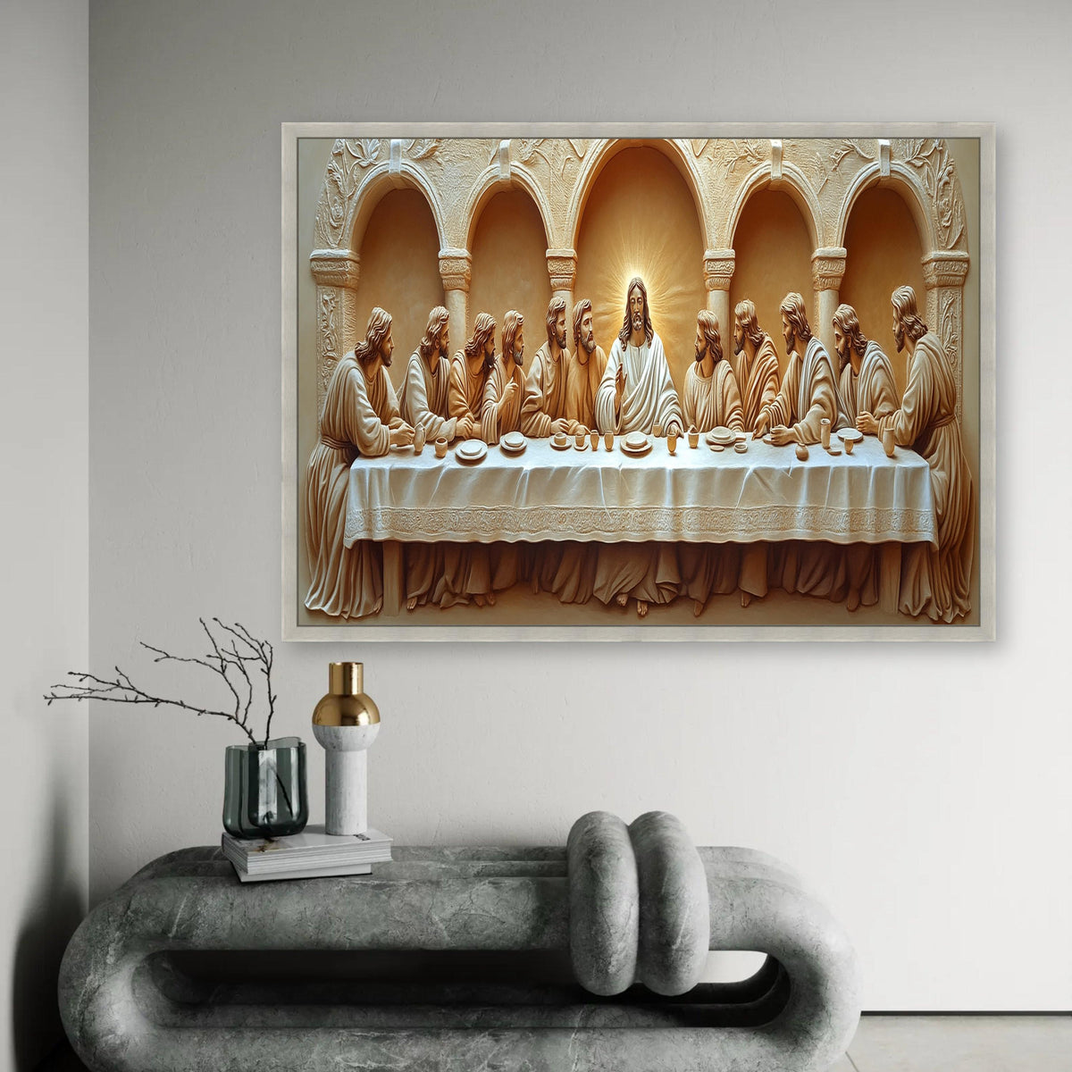 The Last Supper Canvas Wall Art, Religious Jesus and Disciples, Biblical Christian Decor, Spiritual Home Ready To Hang Decoration