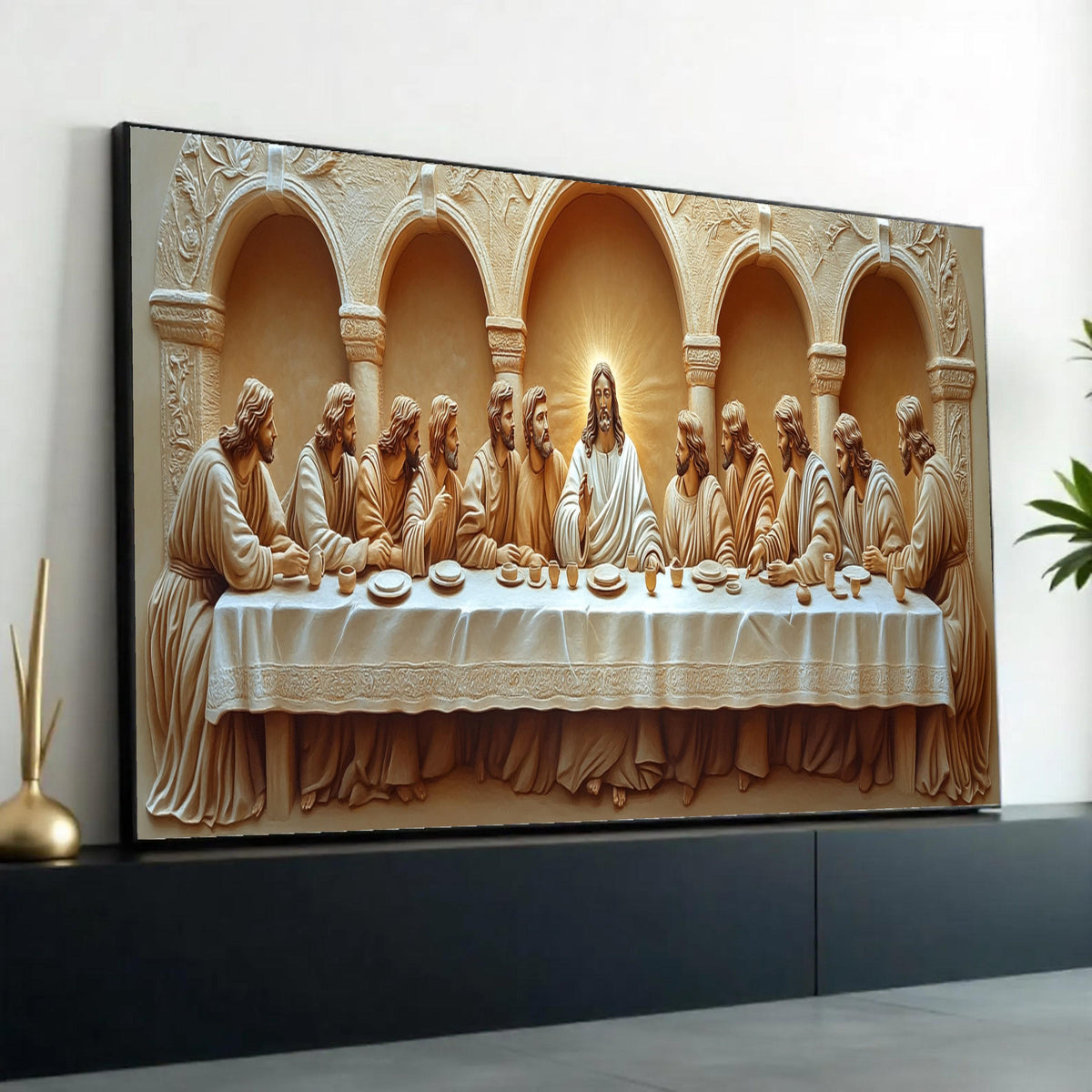 The Last Supper Canvas Wall Art, Religious Jesus and Disciples, Biblical Christian Decor, Spiritual Home Ready To Hang Decoration