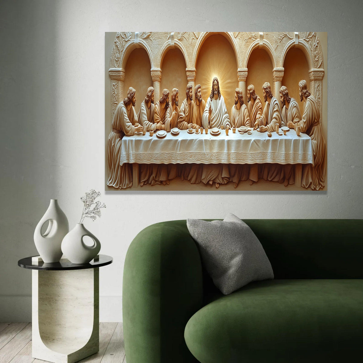 The Last Supper Canvas Wall Art, Religious Jesus and Disciples, Biblical Christian Decor, Spiritual Home Ready To Hang Decoration
