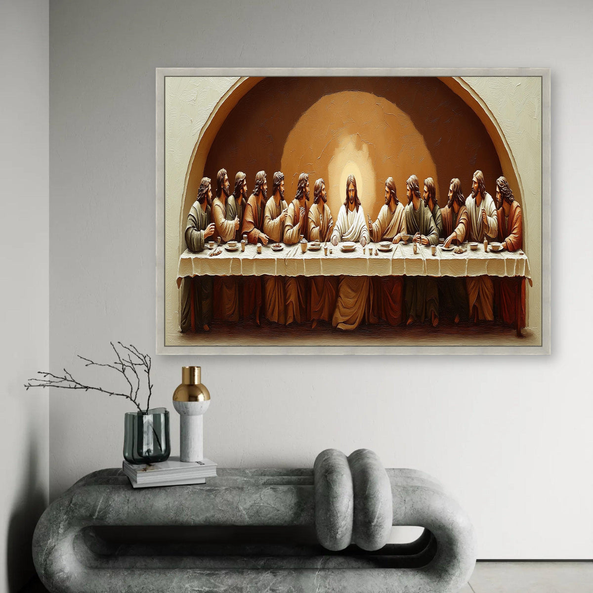 The Last Supper Canvas Art, Religious Wall Decor, Jesus and Disciples Painting, Spiritual Home Decoration, Ready To Hang Decoration