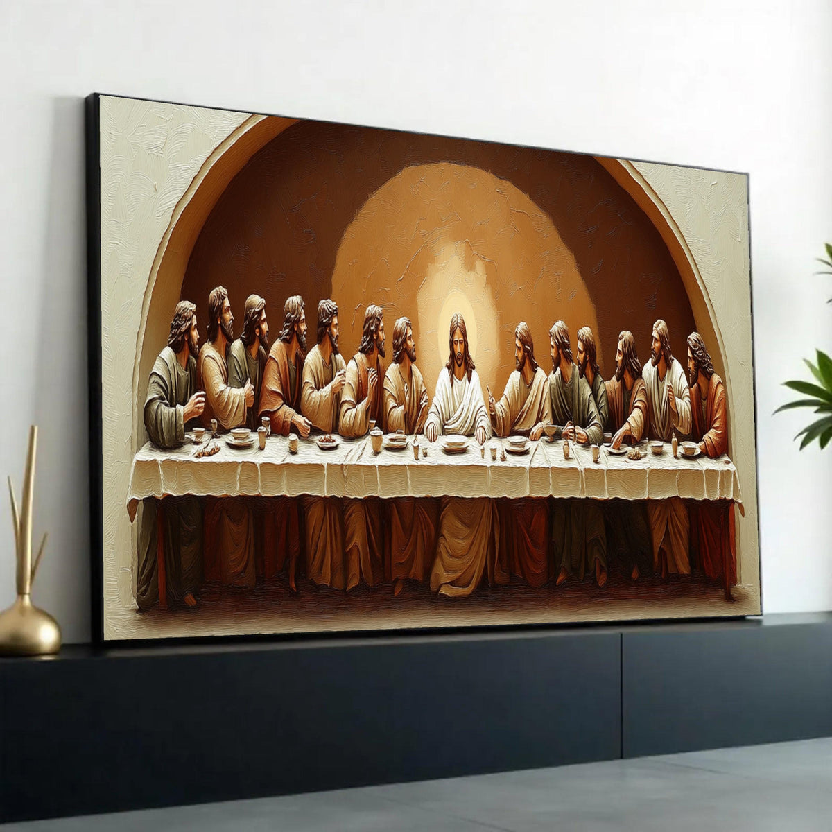 The Last Supper Canvas Art, Religious Wall Decor, Jesus and Disciples Painting, Spiritual Home Decoration, Ready To Hang Decoration