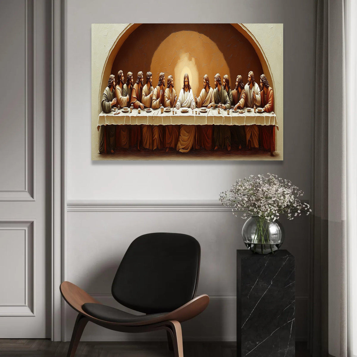 The Last Supper Canvas Art, Religious Wall Decor, Jesus and Disciples Painting, Spiritual Home Decoration, Ready To Hang Decoration