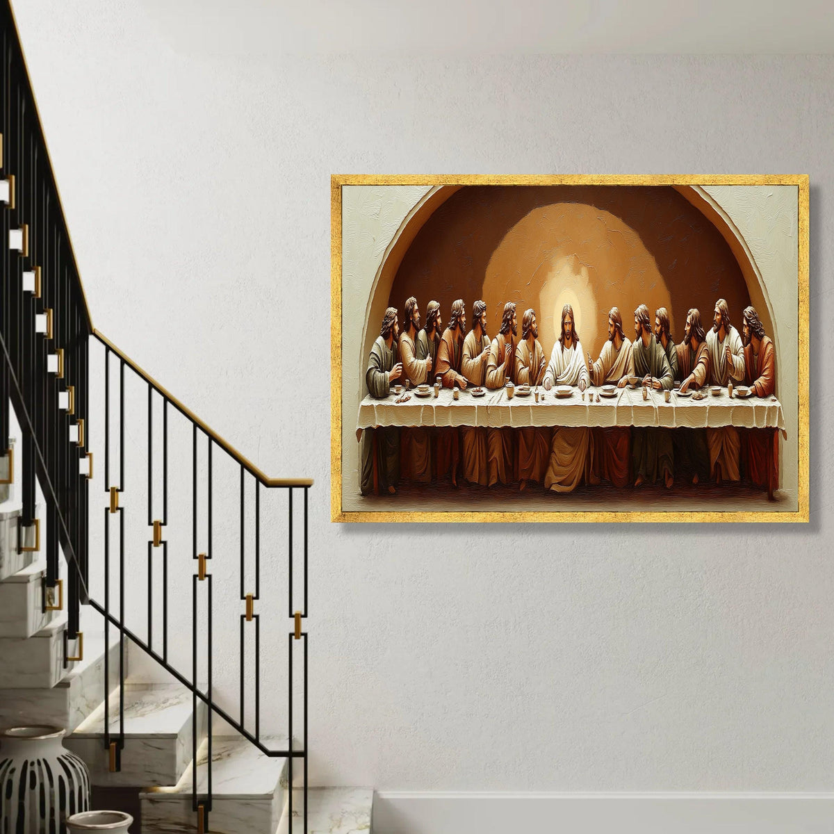 The Last Supper Canvas Art, Religious Wall Decor, Jesus and Disciples Painting, Spiritual Home Decoration, Ready To Hang Decoration