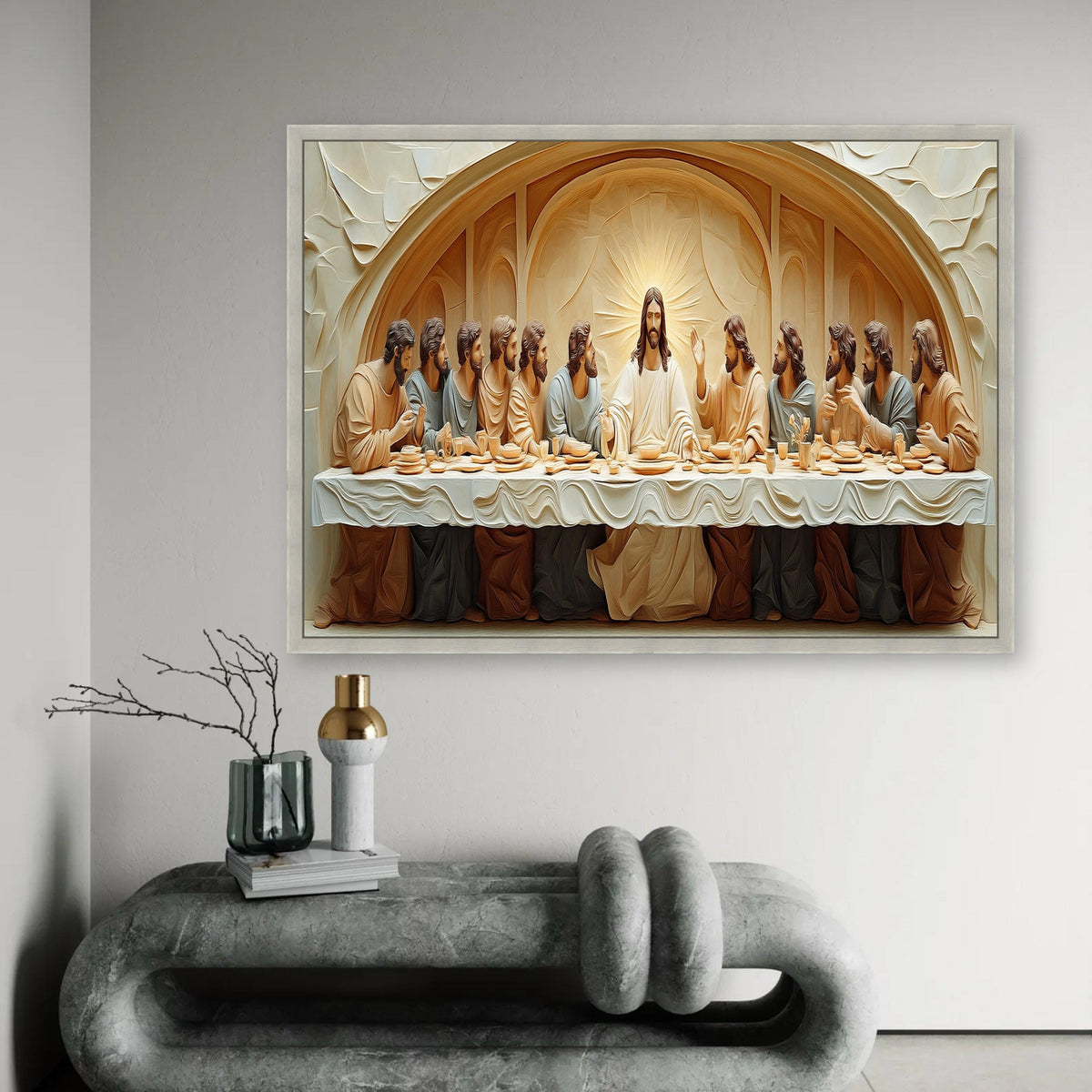 The Last Supper Classic Canvas Wall Art, Religious Christian Decor, Jesus and Disciples Painting, Spiritual Home Ready To Hang Decoration