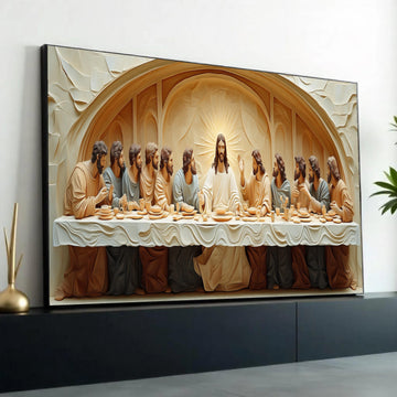 The Last Supper Classic Canvas Wall Art, Religious Christian Decor, Jesus and Disciples Painting, Spiritual Home Ready To Hang Decoration