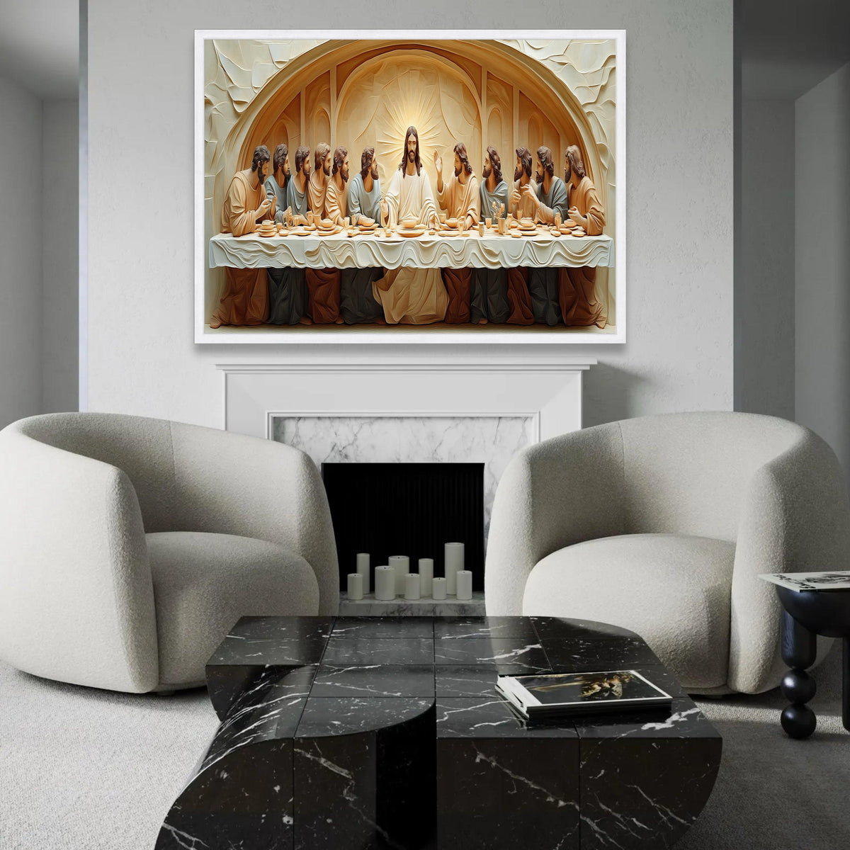 The Last Supper Classic Canvas Wall Art, Religious Christian Decor, Jesus and Disciples Painting, Spiritual Home Ready To Hang Decoration