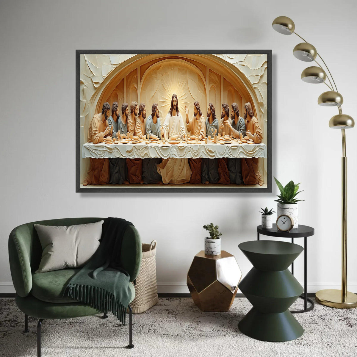 The Last Supper Classic Canvas Wall Art, Religious Christian Decor, Jesus and Disciples Painting, Spiritual Home Ready To Hang Decoration