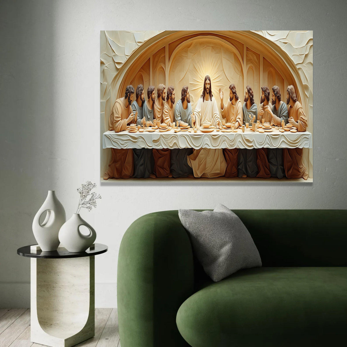 The Last Supper Classic Canvas Wall Art, Religious Christian Decor, Jesus and Disciples Painting, Spiritual Home Ready To Hang Decoration
