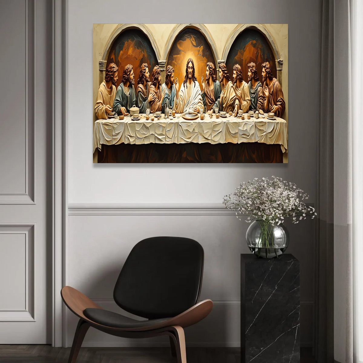 The Last Supper Canvas Wall Art, Religious Jesus and Apostles, Biblical Christian Decor, Spiritual Home Decoration, Ready To Hang Decoration