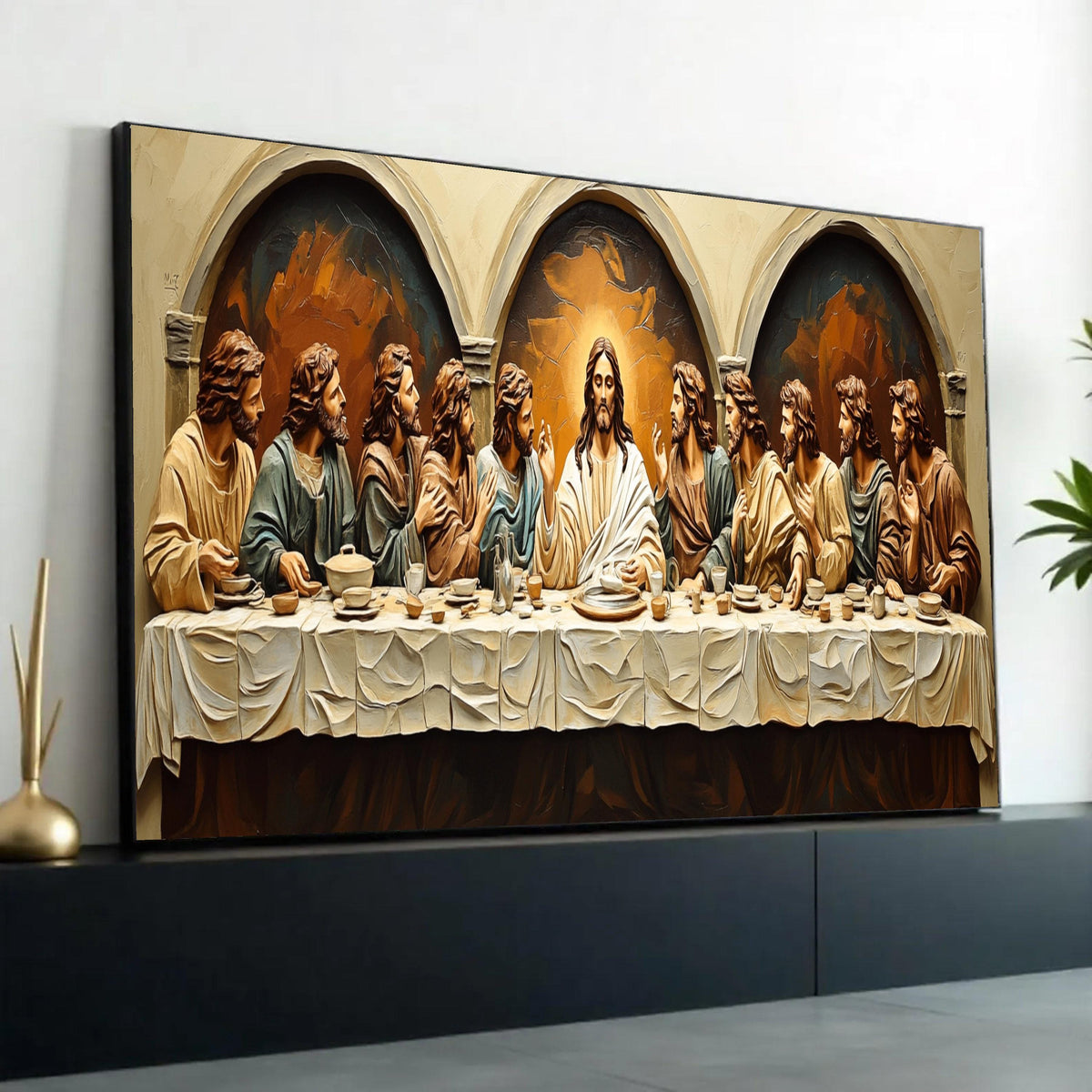 The Last Supper Canvas Wall Art, Religious Jesus and Apostles, Biblical Christian Decor, Spiritual Home Decoration, Ready To Hang Decoration