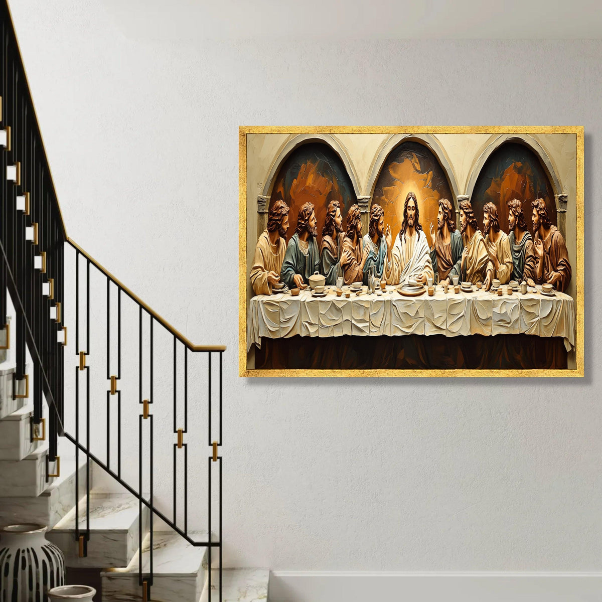 The Last Supper Canvas Wall Art, Religious Jesus and Apostles, Biblical Christian Decor, Spiritual Home Decoration, Ready To Hang Decoration