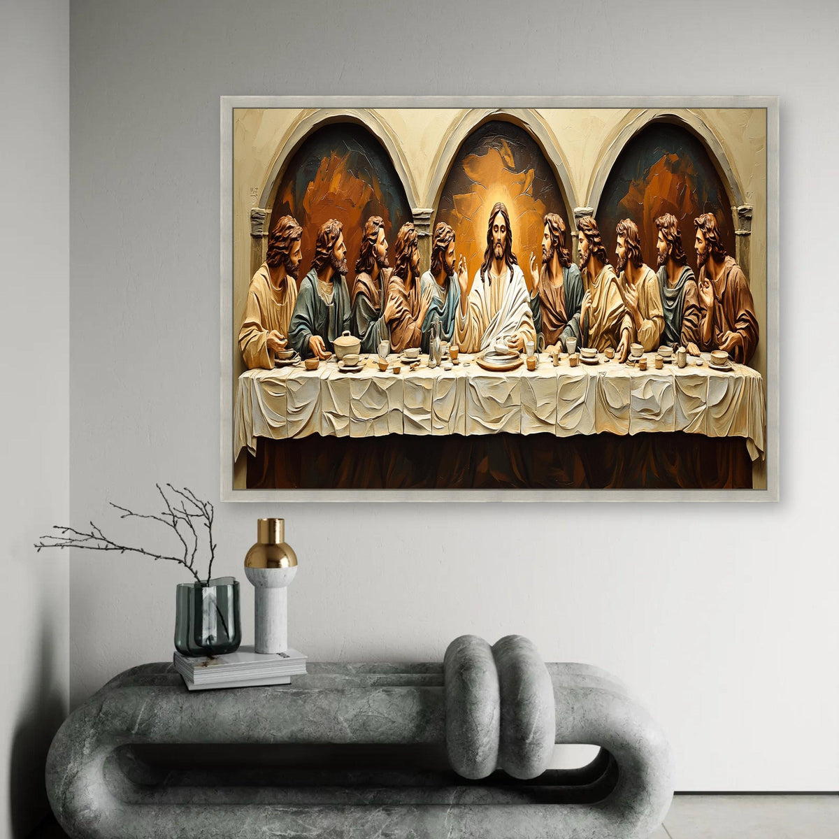 The Last Supper Canvas Wall Art, Religious Jesus and Apostles, Biblical Christian Decor, Spiritual Home Decoration, Ready To Hang Decoration