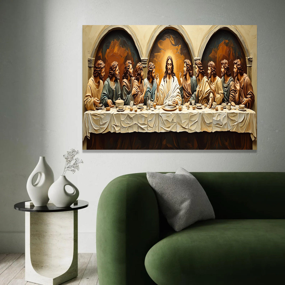 The Last Supper Canvas Wall Art, Religious Jesus and Apostles, Biblical Christian Decor, Spiritual Home Decoration, Ready To Hang Decoration