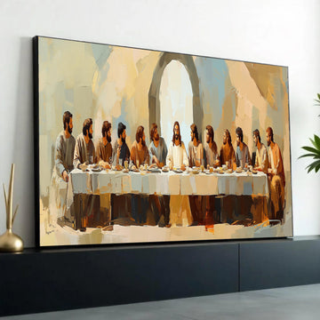 The Last Supper Canvas Wall Art, Religious Jesus Painting, Christian Biblical Scene, Spiritual Home Decor, Apostles Ready To Hang Decoration