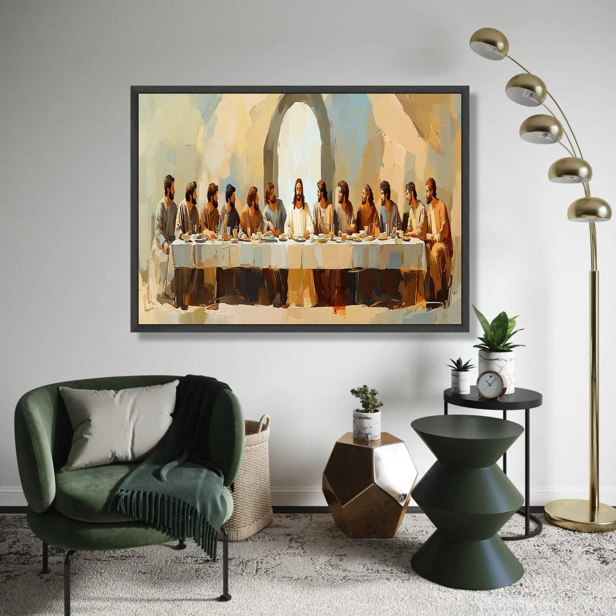 The Last Supper Canvas Wall Art, Religious Jesus Painting, Christian Biblical Scene, Spiritual Home Decor, Apostles Ready To Hang Decoration
