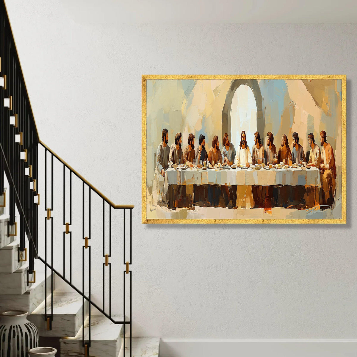 The Last Supper Canvas Wall Art, Religious Jesus Painting, Christian Biblical Scene, Spiritual Home Decor, Apostles Ready To Hang Decoration