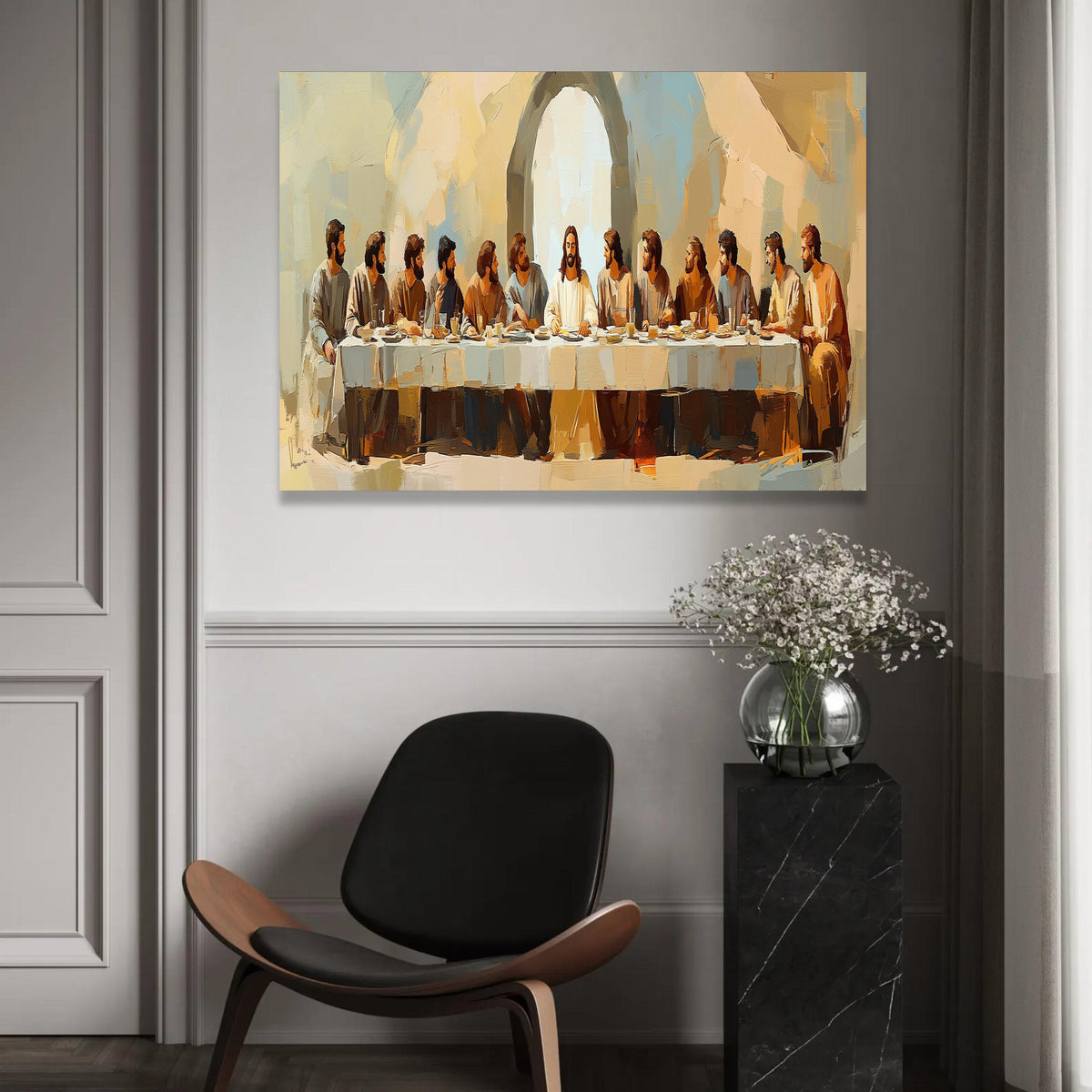 The Last Supper Canvas Wall Art, Religious Jesus Painting, Christian Biblical Scene, Spiritual Home Decor, Apostles Ready To Hang Decoration