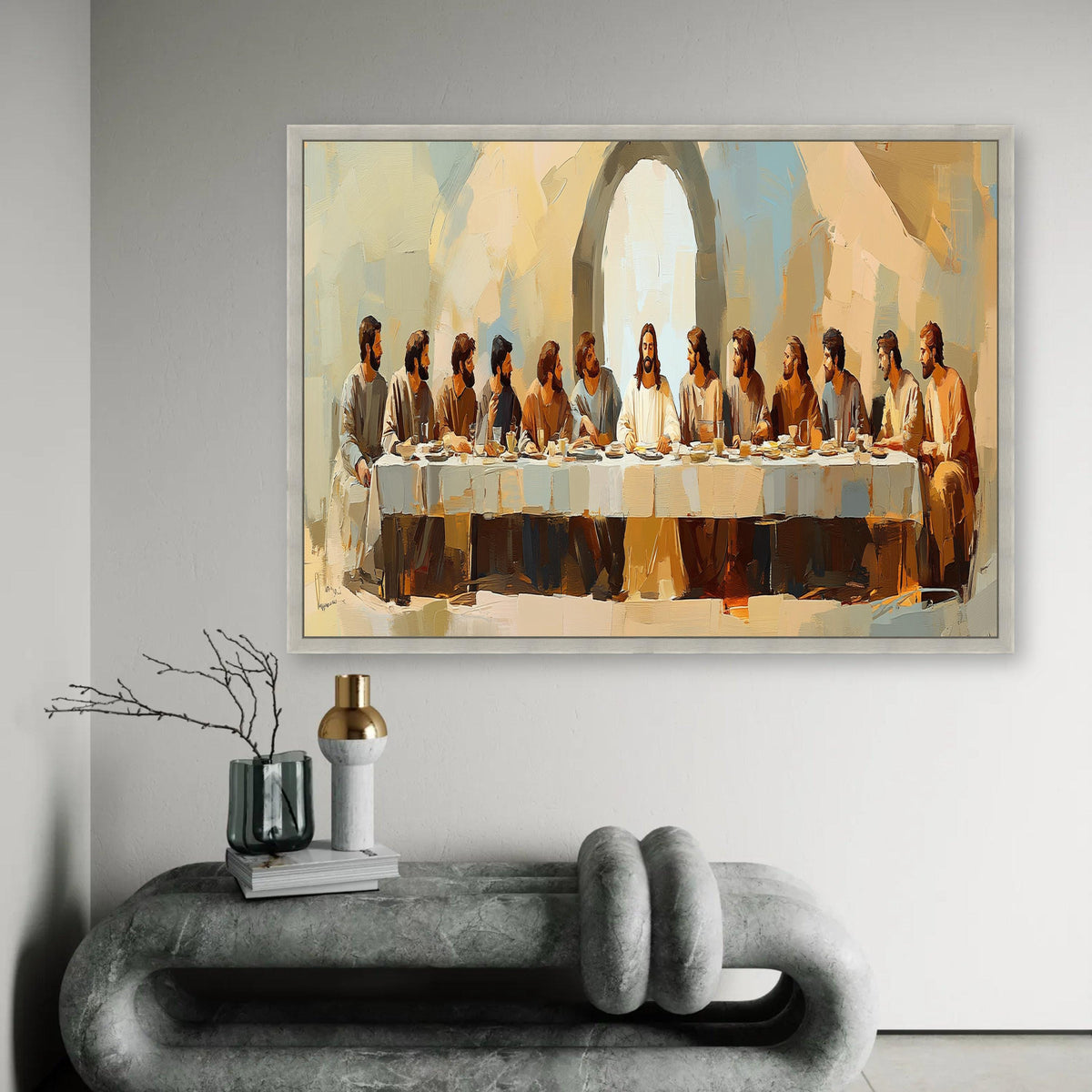 The Last Supper Canvas Wall Art, Religious Jesus Painting, Christian Biblical Scene, Spiritual Home Decor, Apostles Ready To Hang Decoration